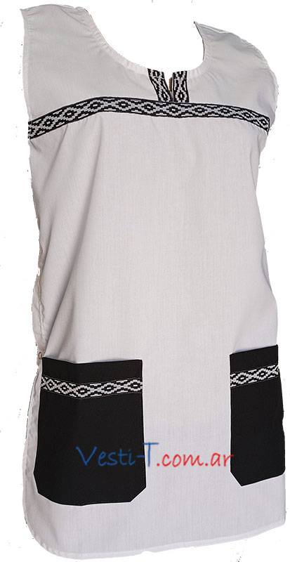 PB158 - Poncho Blanco con Guarda Pampa