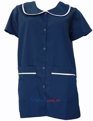 GA129MC - Guardapolvo Azul Mangas Corta con Cuello Redondo