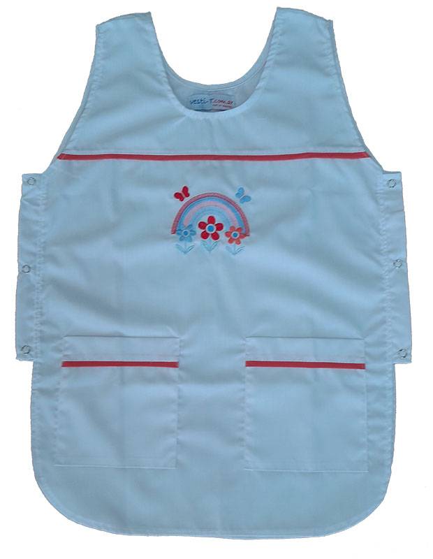 Poncho Blanco Escolar con Broches Plasticos Bordado (Cod:PBE104B)